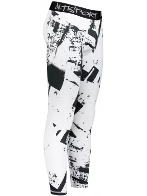 Herrensport -Leggings langer Prämie ALTISPORT VOJ/ALM079LEG01 WEIß -UND -SCHWARZ