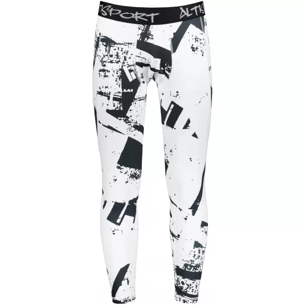 Herrensport -Leggings langer Prämie ALTISPORT VOJ/ALM079LEG01 WEIß -UND -SCHWARZ 