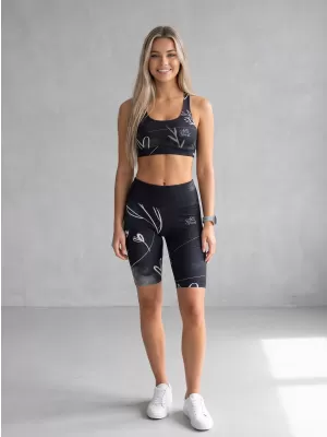 Frauen -Leggings über den Knien Premium ALTISPORT VOJ/ALW083LEG02 SCHWARZ UND WEIß