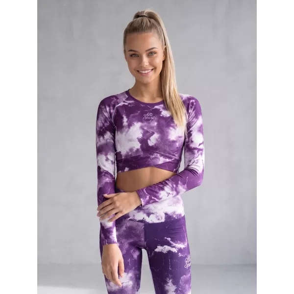  Lange Leggings für Frauen Premium ALTISPORT VOJ/ALW066LEG01 WEIß -VIOLETT 