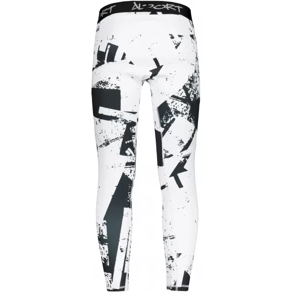  Herrensport -Leggings langer Prämie ALTISPORT VOJ/ALM079LEG01 WEIß -UND -SCHWARZ 