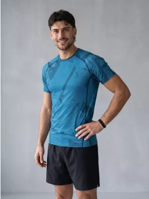 Funktionelle Komprimierung t -Shirt von Männern mit kurzer Ärmelnprämie ALTISPORT VOJ/ALM079TR04 BLAU