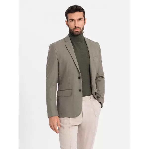  Pánské sako OMBRE OM-BLZB-0135 OLIVE 