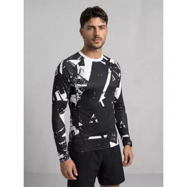  Funktionelle Kompression t -Shirt von Männern mit langarmiger Prämie ALTISPORT VOJ/ALM079TR03 SCHWARZ UND WEIß 