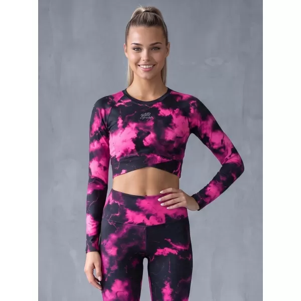  Funktionaler Ernteoberteil der Frauen mit langen Ärmeln Premium ALTISPORT VOJ/ALW066TR04 SCHWARZ -PINK 