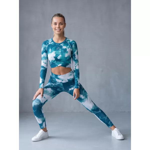  Funktionaler Ernteoberteil der Frauen mit langen Ärmeln Premium ALTISPORT VOJ/ALW066TR04 GRÜN -BLUE 