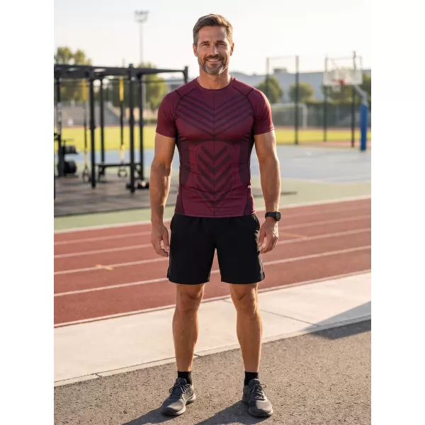  Funktionelle Komprimierung t -Shirt von Männern mit kurzer Ärmelnprämie ALTISPORT VOJ/ALM095TR04 WEINRÖTET 