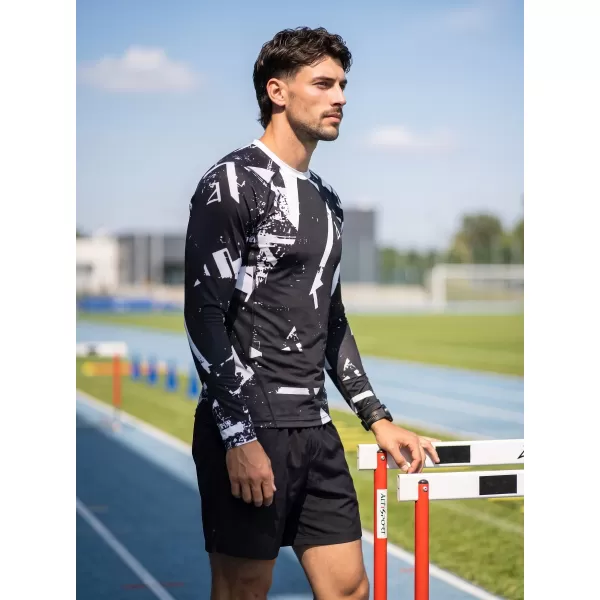  Funktionelle Kompression t -Shirt von Männern mit langarmiger Prämie ALTISPORT VOJ/ALM079TR03 SCHWARZ UND WEIß 