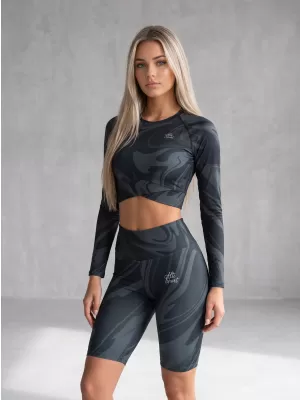 Funktionaler Ernteoberteil der Frauen mit langen Ärmeln Premium ALTISPORT VOJ/ALW072TR04 SCHWARZ