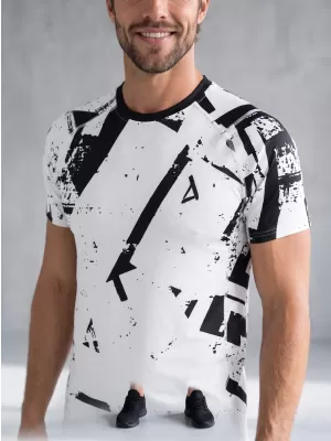 Funktionelle Komprimierung t -Shirt von Männern mit kurzer Ärmelnprämie ALTISPORT VOJ/ALM079TR04 WEIß -UND -SCHWARZ