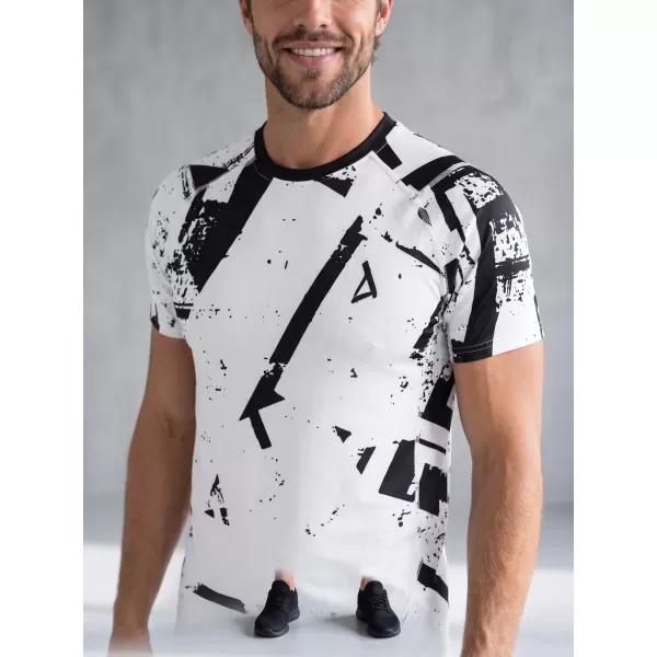  Funktionelle Komprimierung t -Shirt von Männern mit kurzer Ärmelnprämie ALTISPORT VOJ/ALM079TR04 WEIß -UND -SCHWARZ 