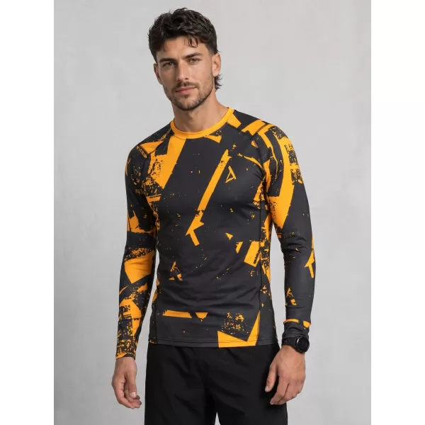  Funktionelle Kompression t -Shirt von Männern mit langarmiger Prämie ALTISPORT VOJ/ALM079TR03 SCHWARZ -AUSGELB 