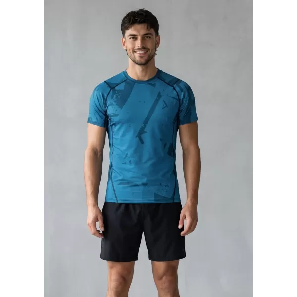  Funktionelle Komprimierung t -Shirt von Männern mit kurzer Ärmelnprämie ALTISPORT VOJ/ALM079TR04 BLAU 