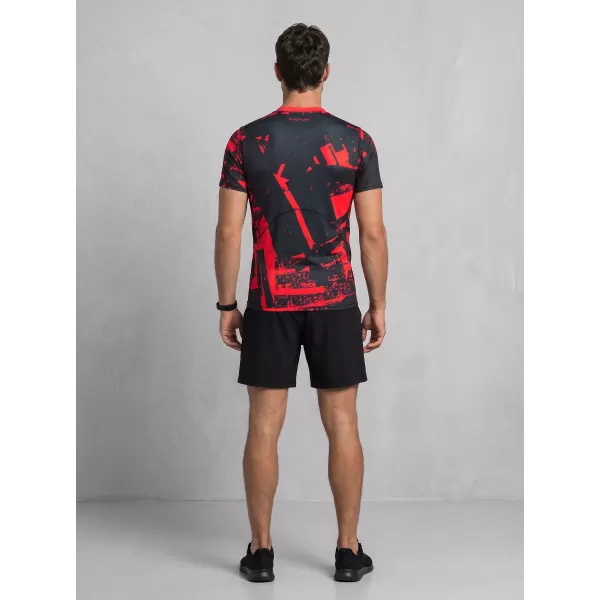  Funktionelle Komprimierung t -Shirt von Männern mit kurzer Ärmelnprämie ALTISPORT VOJ/ALM079TR04 SCHWARZ -RED 