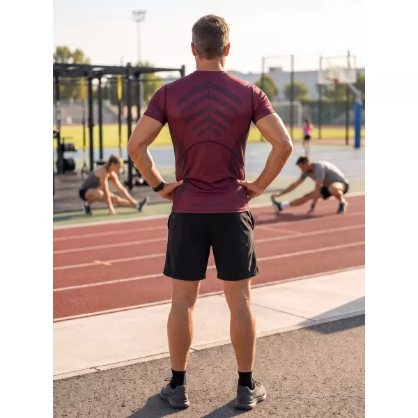  Funktionelle Komprimierung t -Shirt von Männern mit kurzer Ärmelnprämie ALTISPORT VOJ/ALM095TR04 WEINRÖTET 