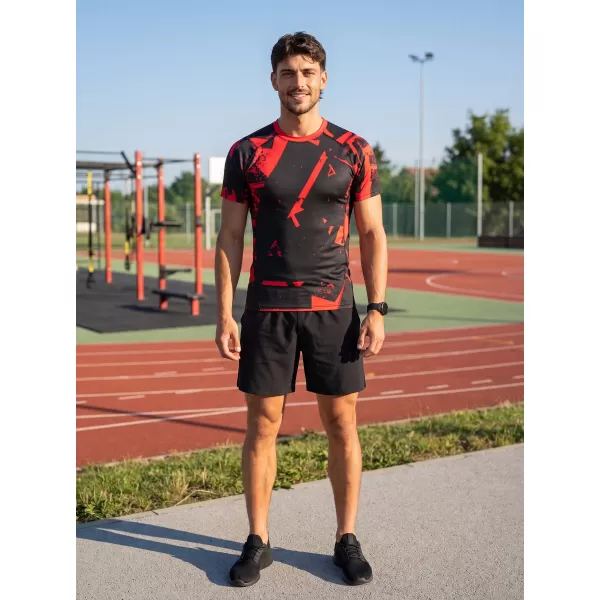  Funktionelle Komprimierung t -Shirt von Männern mit kurzer Ärmelnprämie ALTISPORT VOJ/ALM079TR04 SCHWARZ -RED 