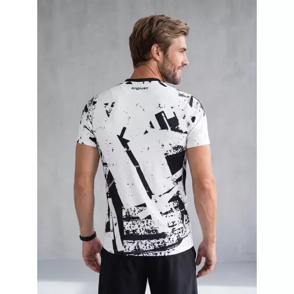  Funktionelle Komprimierung t -Shirt von Männern mit kurzer Ärmelnprämie ALTISPORT VOJ/ALM079TR04 WEIß -UND -SCHWARZ 