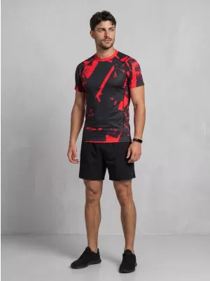 Funktionelle Komprimierung t -Shirt von Männern mit kurzer Ärmelnprämie ALTISPORT VOJ/ALM079TR04 SCHWARZ -RED