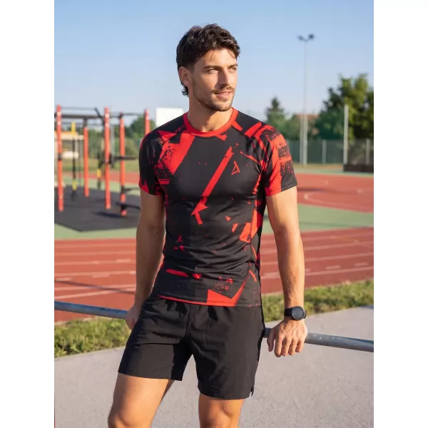 Funktionelle Komprimierung t -Shirt von Männern mit kurzer Ärmelnprämie ALTISPORT VOJ/ALM079TR04 SCHWARZ -RED 