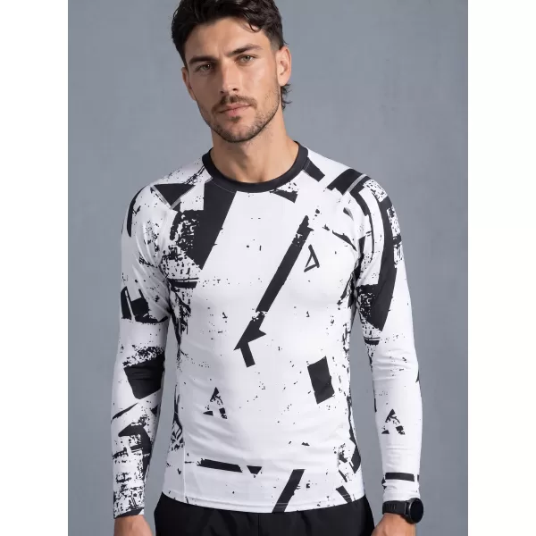  Funktionelle Kompression t -Shirt von Männern mit langarmiger Prämie ALTISPORT VOJ/ALM079TR03 WEIß -UND -SCHWARZ 