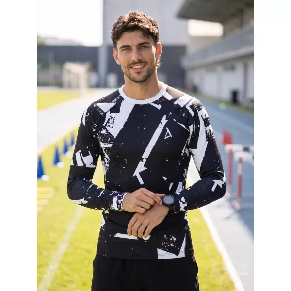  Funktionelle Kompression t -Shirt von Männern mit langarmiger Prämie ALTISPORT VOJ/ALM079TR03 SCHWARZ UND WEIß 
