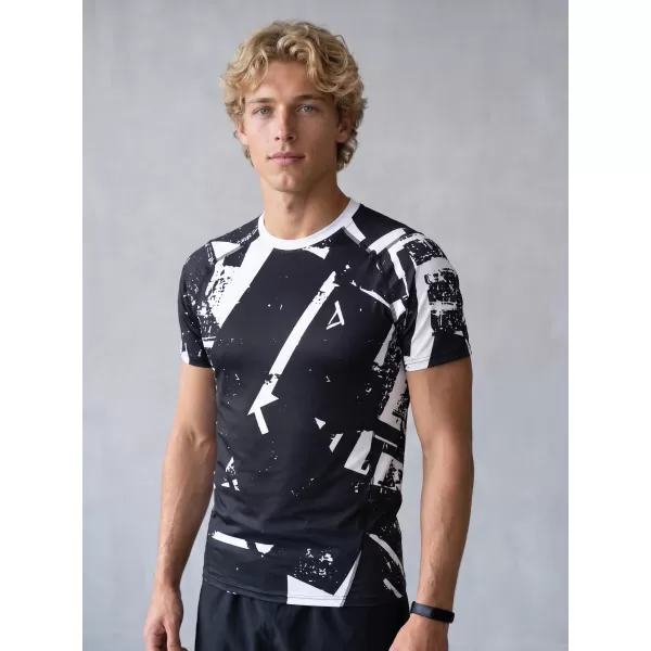  Funktionelle Komprimierung t -Shirt von Männern mit kurzer Ärmelnprämie ALTISPORT VOJ/ALM079TR04 SCHWARZ UND WEIß 