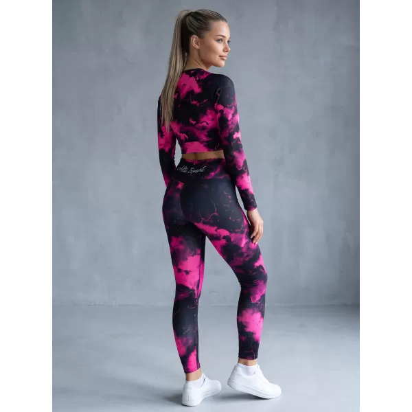  Funktionaler Ernteoberteil der Frauen mit langen Ärmeln Premium ALTISPORT VOJ/ALW066TR04 SCHWARZ -PINK 