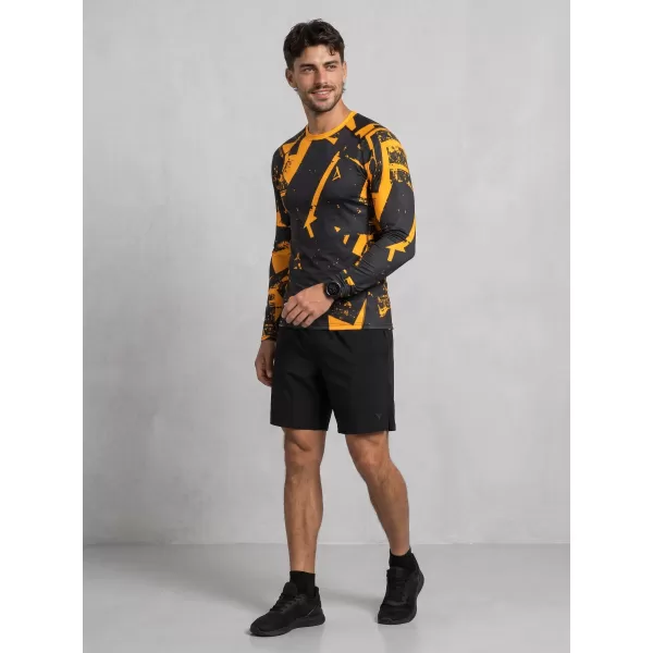  Funktionelle Kompression t -Shirt von Männern mit langarmiger Prämie ALTISPORT VOJ/ALM079TR03 SCHWARZ -AUSGELB 