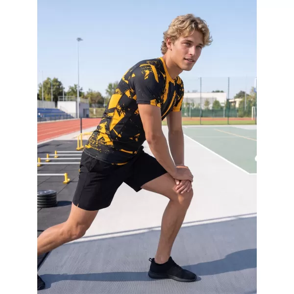  Funktionelle Komprimierung t -Shirt von Männern mit kurzer Ärmelnprämie ALTISPORT VOJ/ALM079TR04 SCHWARZ -AUSGELB 