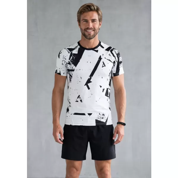  Funktionelle Komprimierung t -Shirt von Männern mit kurzer Ärmelnprämie ALTISPORT VOJ/ALM079TR04 WEIß -UND -SCHWARZ 