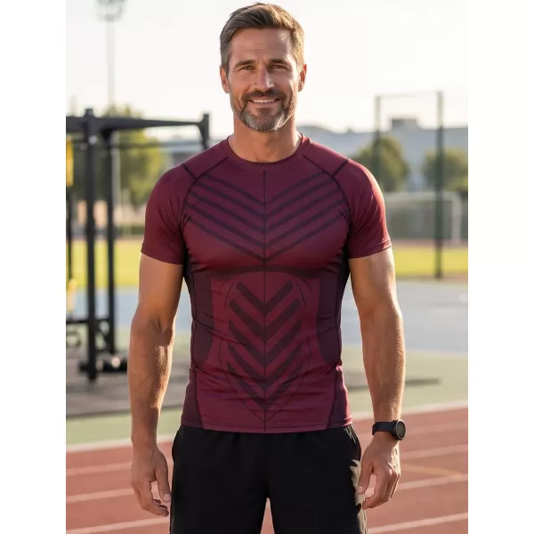  Funktionelle Komprimierung t -Shirt von Männern mit kurzer Ärmelnprämie ALTISPORT VOJ/ALM095TR04 WEINRÖTET 