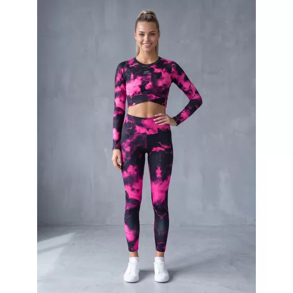  Funktionaler Ernteoberteil der Frauen mit langen Ärmeln Premium ALTISPORT VOJ/ALW066TR04 SCHWARZ -PINK 