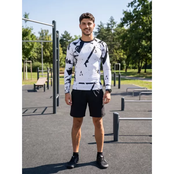  Funktionelle Kompression t -Shirt von Männern mit langarmiger Prämie ALTISPORT VOJ/ALM079TR03 WEIß -UND -SCHWARZ 