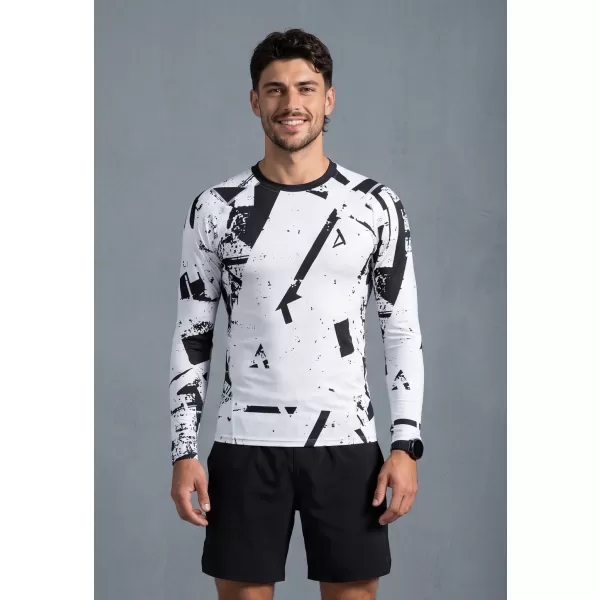  Funktionelle Kompression t -Shirt von Männern mit langarmiger Prämie ALTISPORT VOJ/ALM079TR03 WEIß -UND -SCHWARZ 