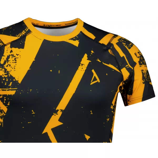  Funktionelle Komprimierung t -Shirt von Männern mit kurzer Ärmelnprämie ALTISPORT VOJ/ALM079TR04 SCHWARZ -AUSGELB 