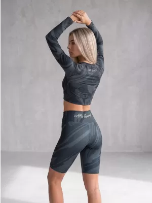 Funktionaler Ernteoberteil der Frauen mit langen Ärmeln Premium ALTISPORT VOJ/ALW072TR04 SCHWARZ