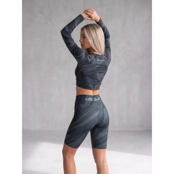  Funktionaler Ernteoberteil der Frauen mit langen Ärmeln Premium ALTISPORT VOJ/ALW072TR04 SCHWARZ 