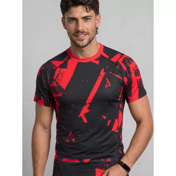  Funktionelle Komprimierung t -Shirt von Männern mit kurzer Ärmelnprämie ALTISPORT VOJ/ALM079TR04 SCHWARZ -RED 