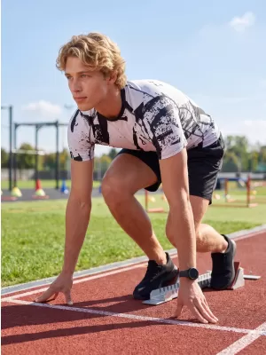 Funktionelle Komprimierung t -Shirt von Männern mit kurzer Ärmelnprämie ALTISPORT VOJ/ALM079TR04 SCHWARZ -GRAY