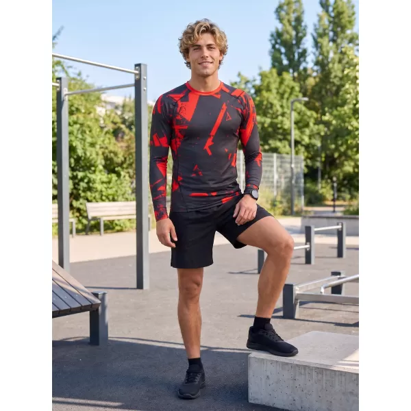  Funktionelle Kompression t -Shirt von Männern mit langarmiger Prämie ALTISPORT VOJ/ALM079TR03 SCHWARZ -RED 
