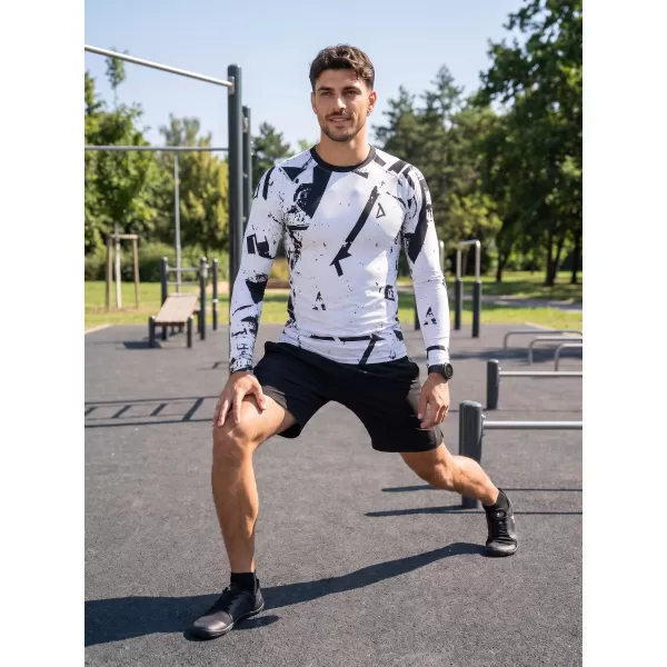  Funktionelle Kompression t -Shirt von Männern mit langarmiger Prämie ALTISPORT VOJ/ALM079TR03 WEIß -UND -SCHWARZ 