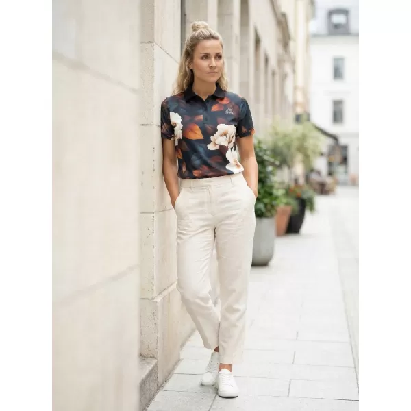  Frauenfunktional T -Shirt mit Premiumkragen ALTISPORT VOJ/ALW097TR05 WEIßE ANONG-FLOWERS 