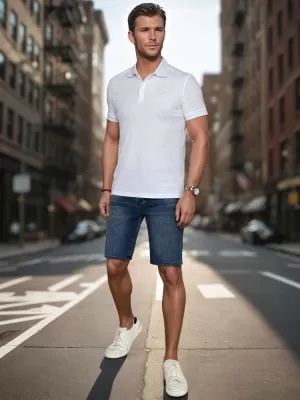 Herren t -Shirt mit einem Kragen DSTREET PX0627 WEIß