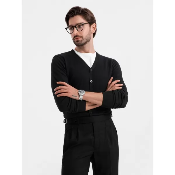  Männliche Strickjacke OMBRE OM-SWCD-0126 SCHWARZ 