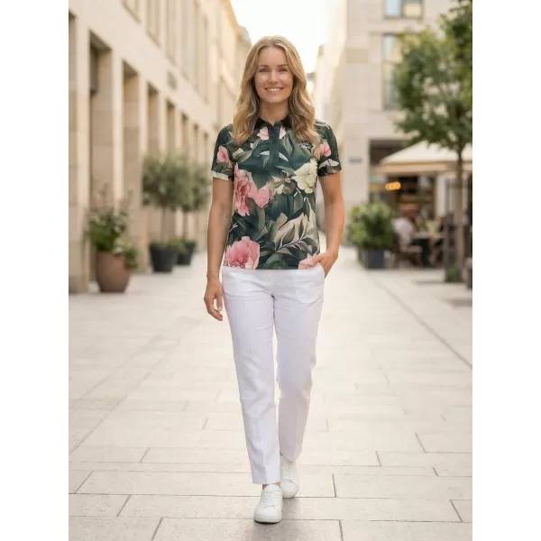  Frauenfunktional T -Shirt mit Premiumkragen ALTISPORT VOJ/ALW097TR05 ROSA BLUMEN 
