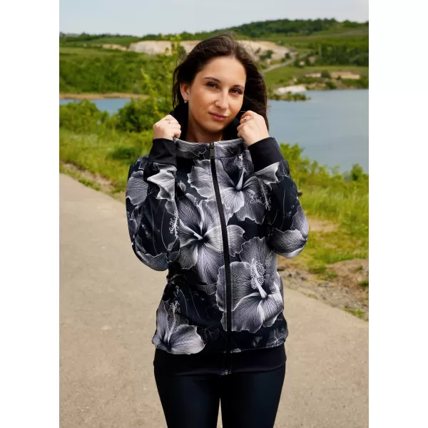  Funktionales Sweatshirt von Frauen auf Reißverschlussprämie ALTISPORT VOJ/ALW102MI02 SCHWARZ UND WEIß 