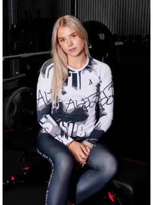 Frauen funktionales t -Shirt mit langen Ärmeln Premium ALTISPORT VOJ/ALW076TR03 WEIß -UND -SCHWARZ