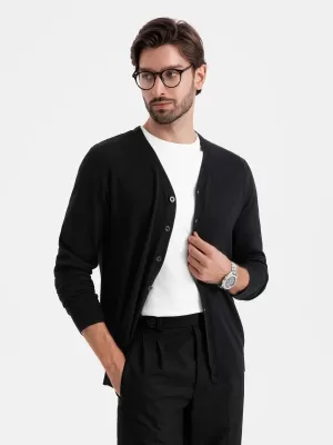 Männliche Strickjacke OMBRE OM-SWCD-0126 SCHWARZ