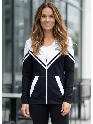 Funktionales Sweatshirt von Frauen auf Reißverschlussprämie ALTISPORT VOJ/ALW101MI02 SCHWARZ UND WEIß