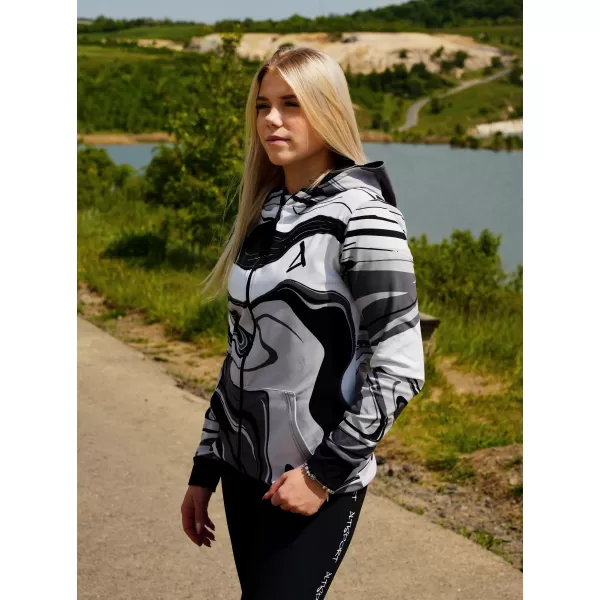  Funktionales Sweatshirt von Frauen auf Reißverschlussprämie ALTISPORT VOJ/ALW099MI02 SCHWARZ UND WEIß 
